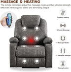 SALOHZA Power Lift Recliner Chair for Elderly with Massage and Heat for Living Room, Electric Recliner Chair for Adults with USB/Type C Port/Cup Holders, PU Faux Leather, Grey