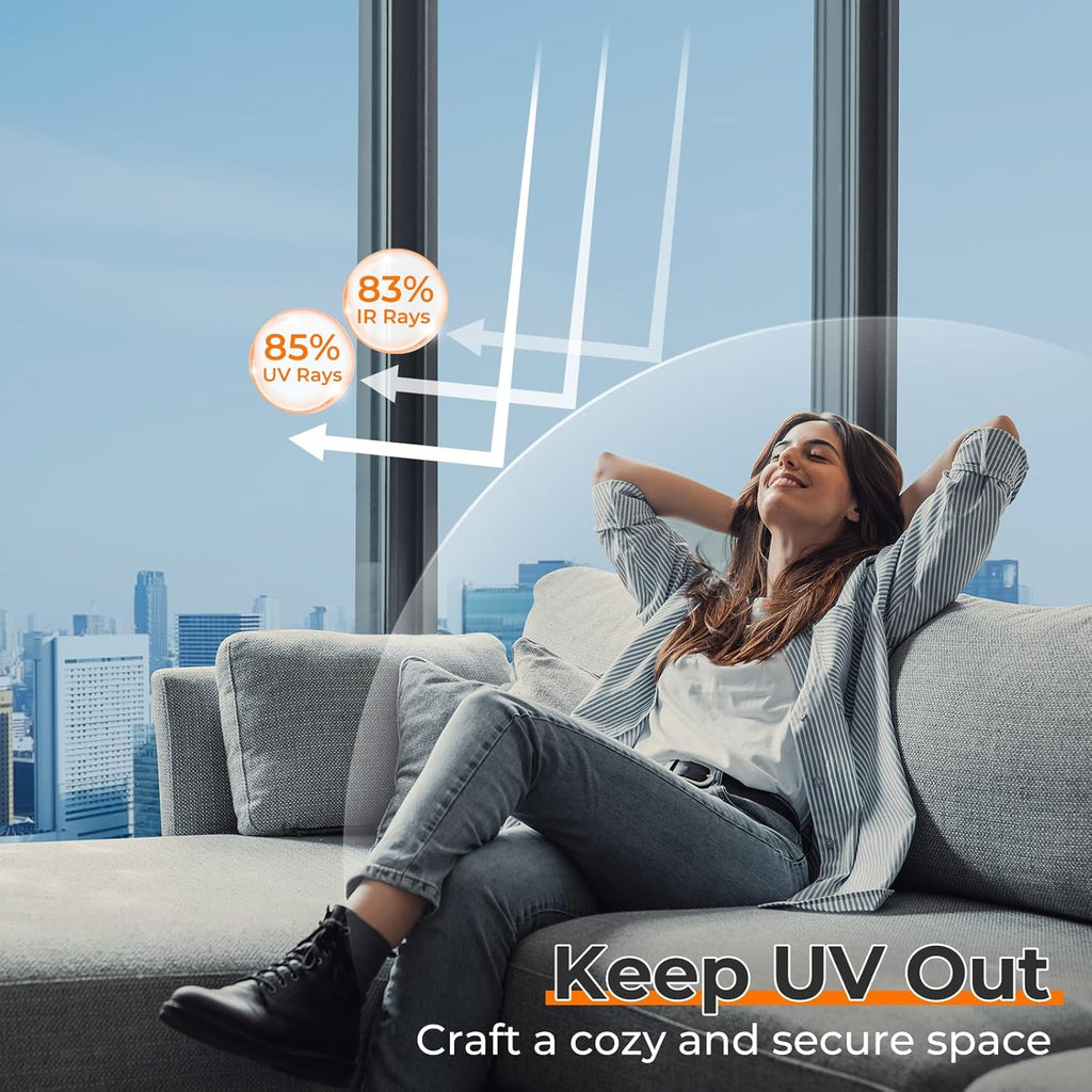 DOWELL Window Privacy Film, One Way Window Tint for Home, Static Cling Anti UV Sun Blocking Reflective Mirror Film, Heat Control See Out Not in Glass Tinting, Silver, 35.4" x 78.7"