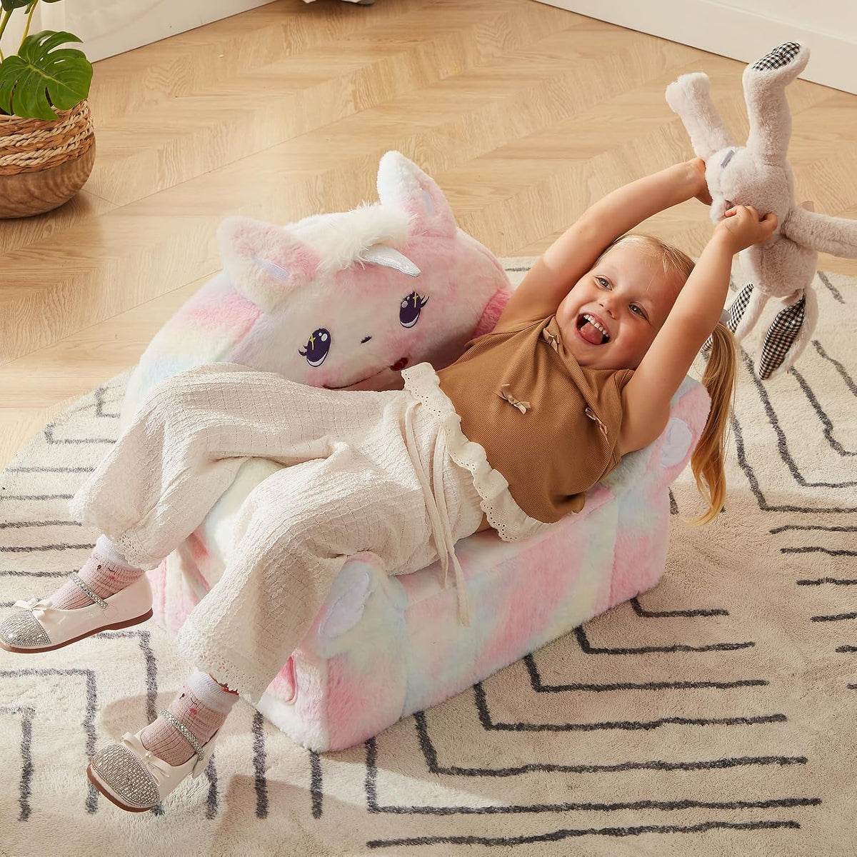 ALIMORDEN Animal Series Kid's Chair, Ultra-Soft Comfy Foam Filled Toddler Sofa Chair, Cute Animal-Shaped Design Toddler Couch, Lightweight Birthday for Baby Boys & Girls (Unicorn)