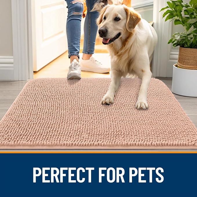 OLANLY Dog Door Mat for Muddy Paws 24x16, Super Absorbent Chenille Mud Mat | - Image 6