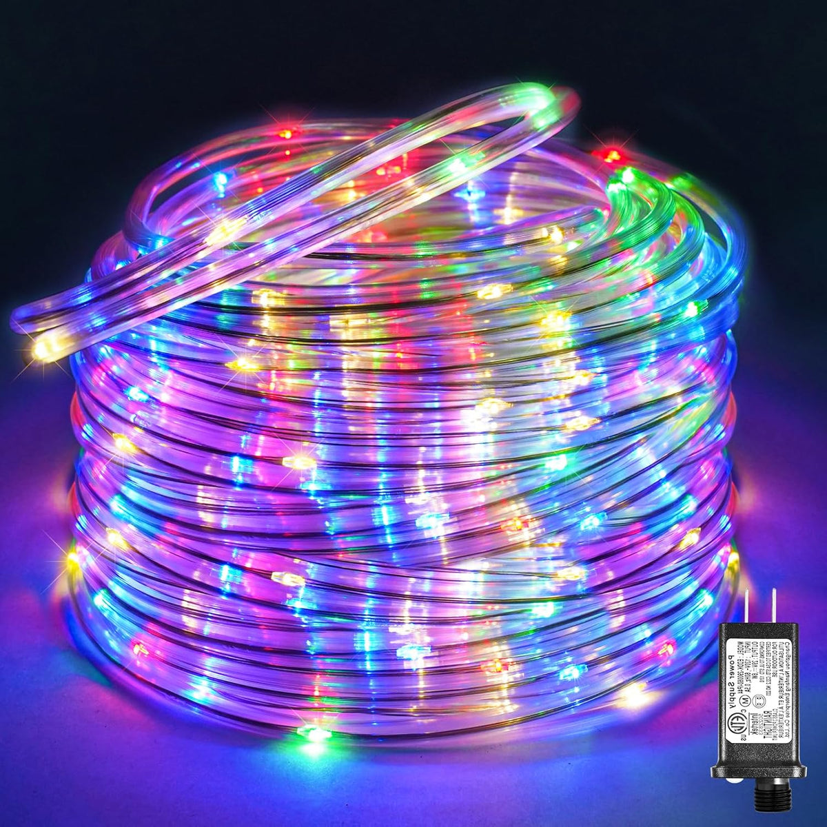 Rope Lights Outdoor, 66FT 200 LED Rope Lights for Indoor with Waterproof 8 Modes, Connectable Clear Tube Lights for Outside, Garden, Patio, Pool, Tree, Party Decorations - Multicolor
