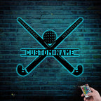 Custom Hockey LED Wall Sign - Hockey Metal Wall Art with Helmet & Sticks, 16-Color LED with Remote Control, Hockey Decor for Boys Room, Players, Fans, Coaches, Man Cave, Sports Lovers