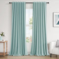 Light Blue 100% Blackout Linen Curtains 84 Inch Length 2 Panels Set by Guken