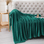 Teal Throw Blanket for Couch Sofa 50x60 inches Striped Design | Fleece Blankets by Unknown