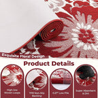 Findosom Christmas Runner Rug 2x8, Non Slip High-Low Textured Floral Washable - Image 3