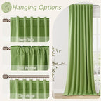 Lime Green 100% Blackout Linen Curtains 108 Inch Length 2 Panels Set - Image 5