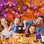 [8 Modes & Timer] Halloween Decorations Willow Vine Twig Garland, 6 FT 54LED Willow Vine Twig Lights Orange Purple LED Lights for Indoor Wall Fireplace Halloween Decorations