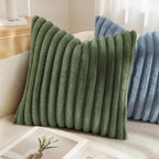 decorUhome Fall Faux Fur Throw Pillow Covers 22x22 Set of 2 Olive Green | - Image 6