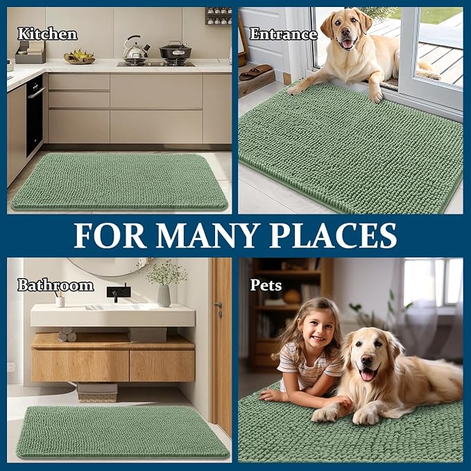 OLANLY Dog Door Mat for Muddy Paws 34x21, Super Absorbent Chenille Mud Mat | - Image 8