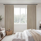 MIULEE Sand Pinch Pleated 100% Blackout Linen Curtains 40x84 Inches | Room - Image 2
