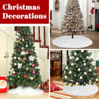 30 Inch Faux Fur Christmas Tree Skirt Soft Snow White Plush Tree Mat Christmas Decorations Fluffy Tree Skirts Xmas Holiday Party Indoor Decorations