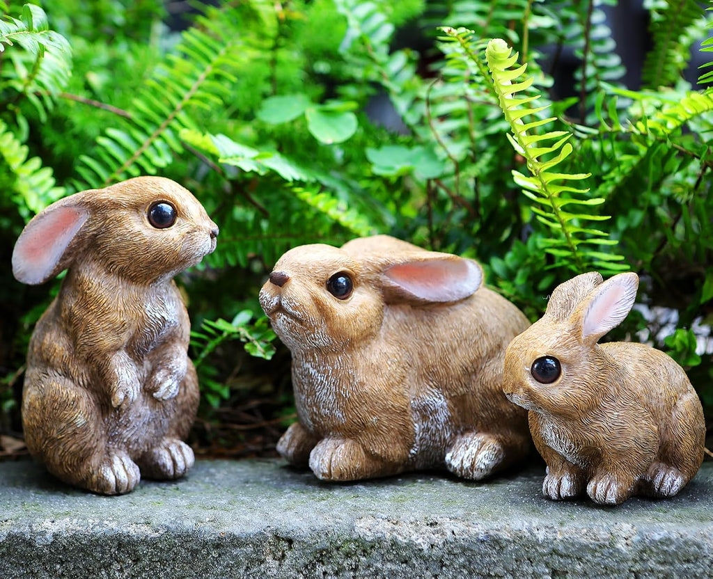 Bunny Decor Yard Decorations Outdoor Set of 3, Bunny Decorations for Home Garden Outdoor Statues, Easter Rabbit Figurines mom Gifts