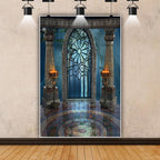 Renaiss 4x6ft Medieval Castle Backdrop for Photoshoot Portrait Pillar Torch Gothic Stone Tower Ancient Old Fortress Interior Photography Background Halloween Party Decor Wallpaper Photo Studio Props
