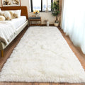 Pionblank Fluffy Runner Rugs for Bedroom 2x6, Cream White | Modern Shaggy Area by PIONBLANK
