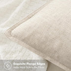 MIULEE Decorative Linen Euro Sham Pillow Covers 24x24 Natural Beige | Boho - Image 2