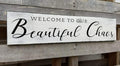 Welcome to Our Beautiful Chaos Sign, Farmhouse Wood Sign, Home and Living Room Decor Housewarming Gift Spring Home Decor (Beautiful Chaos) 6x18 Inch