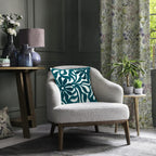 Alysheer Farmhouse Floral Leaves Embroidered Decorative Throw Pillow Cover 18x18 inches, Boho Tufted Flowers Embroidery Pattern Chic Cotton Cushion Case for Couch Bed Sofa Living Room(Teal Blue)