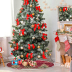 48 Inch Christmas Tree Skirt With Reindeer - Xmas Tree Mat for New Year Party Decorations