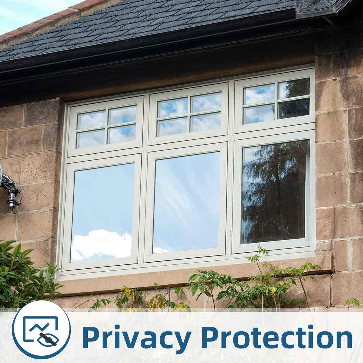 DUOFIRE One Way Window Film Privacy See Out Not in Heat Blocker Tint Reflective Mirror Tinting Film for Home Static Cling Anti-UV Sun Blocking Window Covering（Dark Silver, 11.8x78.7in）