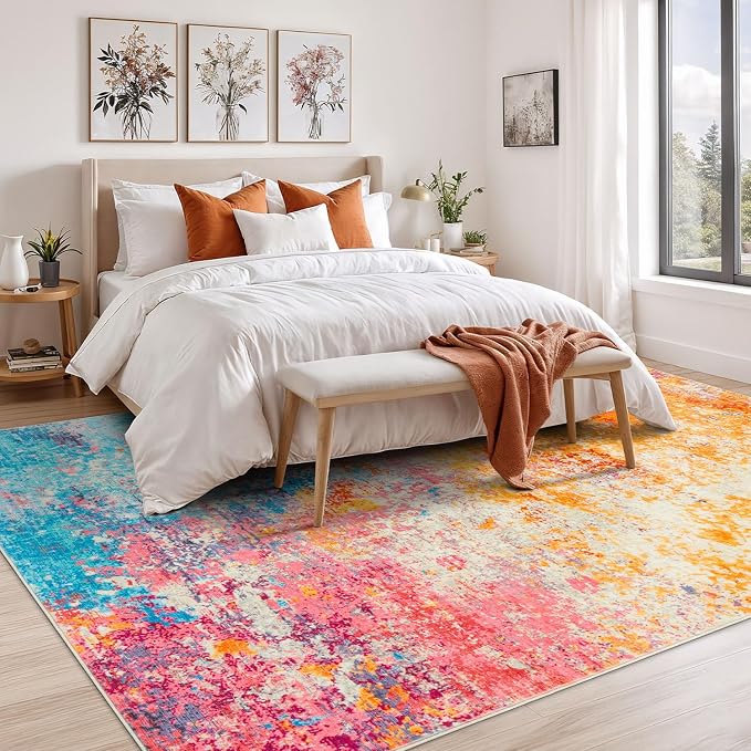 Rugflix 10x14 Area Rugs for Living Room, Washable Colorful Large Rug | Machine - Image 3