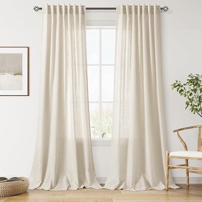Vanilla Linen Curtains 102 Inches Long by Nanspring