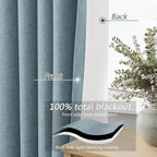 Blue 100% Blackout Curtains 92 Inch Length 2 Panels Set - Image 4