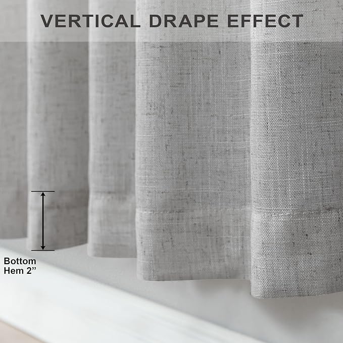 Light Grey Living Room Curtains 84 Inch Length 2 Panels Back Tab Pocket Light - Image 5