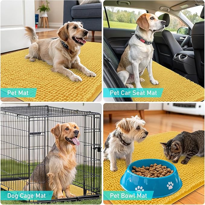OLANLY Dog Door Mat for Muddy Paws 32x20, Super Absorbent Chenille Mud Mat | - Image 7