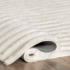nuLOOM Kai Off White Striped Washable Area Rug, Off White - Image 9