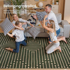 Lahome Green 3x5 Entryway Rug, Non Slip Maze Line Easy Jute Washable Rug | - Image 4