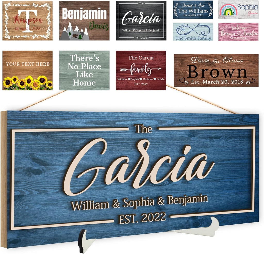 Custom Wood Sign Prsonalized Text Business 3D Home Decor, Personalized Rustic Plaque Board Hanging Wooden Name Sign for Wall Art, Customized Signs Plank Decoration Gifts for Wedding Family Farmhouse Kitchen, Rectangle