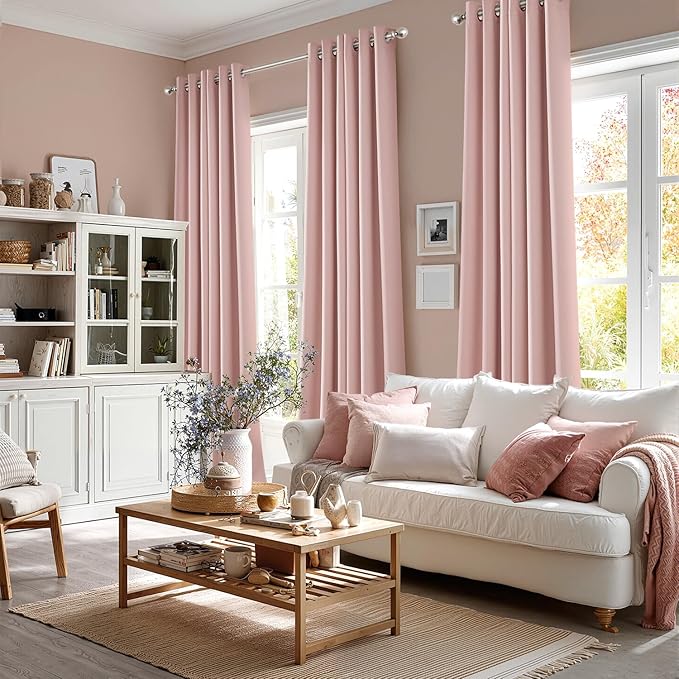 MIULEE Blackout Curtains for Bedroom 2 Panels 40 x 96 Inch Long Pink | Thermal - Image 6
