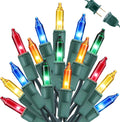 Toodour Multicolor Christmas Lights, 12.5ft 50 Count Incandescent Christmas String Lights, UL Certified Connectable Green Wire Xmas Lights for Tree, Holiday, Party, New Year, Indoor Xmas Decorations
