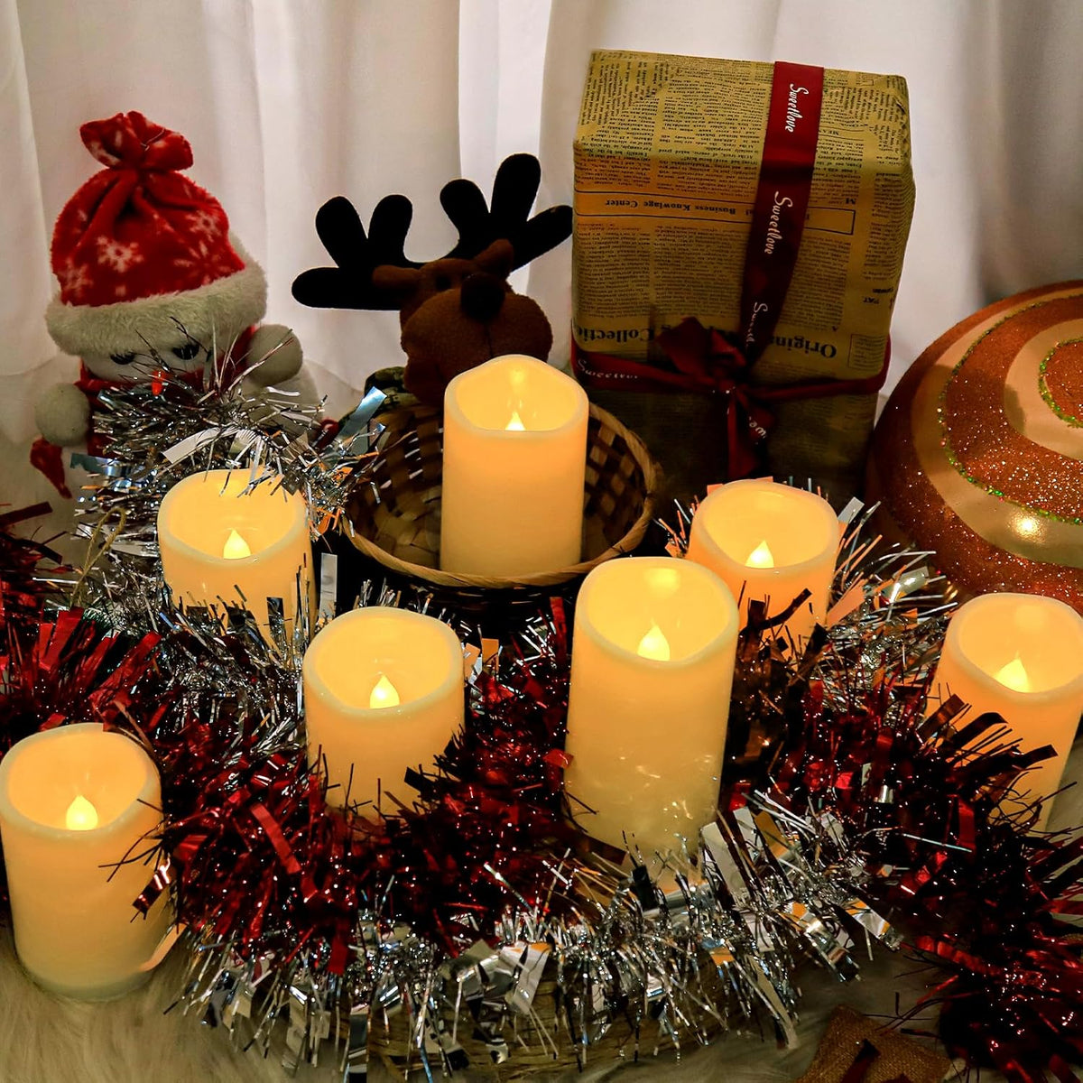 Aignis 7pcs Flameless LED Candles Battery Operated with Remote Timer, Outdoor Indoor Waterproof, Warm Glow for Cozy & Romantic Home/Wedding/Holiday Décor (D 3'' x H 4''/5''/6'')