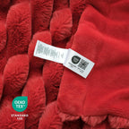 Cozy Bliss Faux Fur Throw Blanket for Couch, Cozy Warm Plush Striped Blanket for Sofa Bedroom Living Room,60 * 80 Inches Cardinal Red