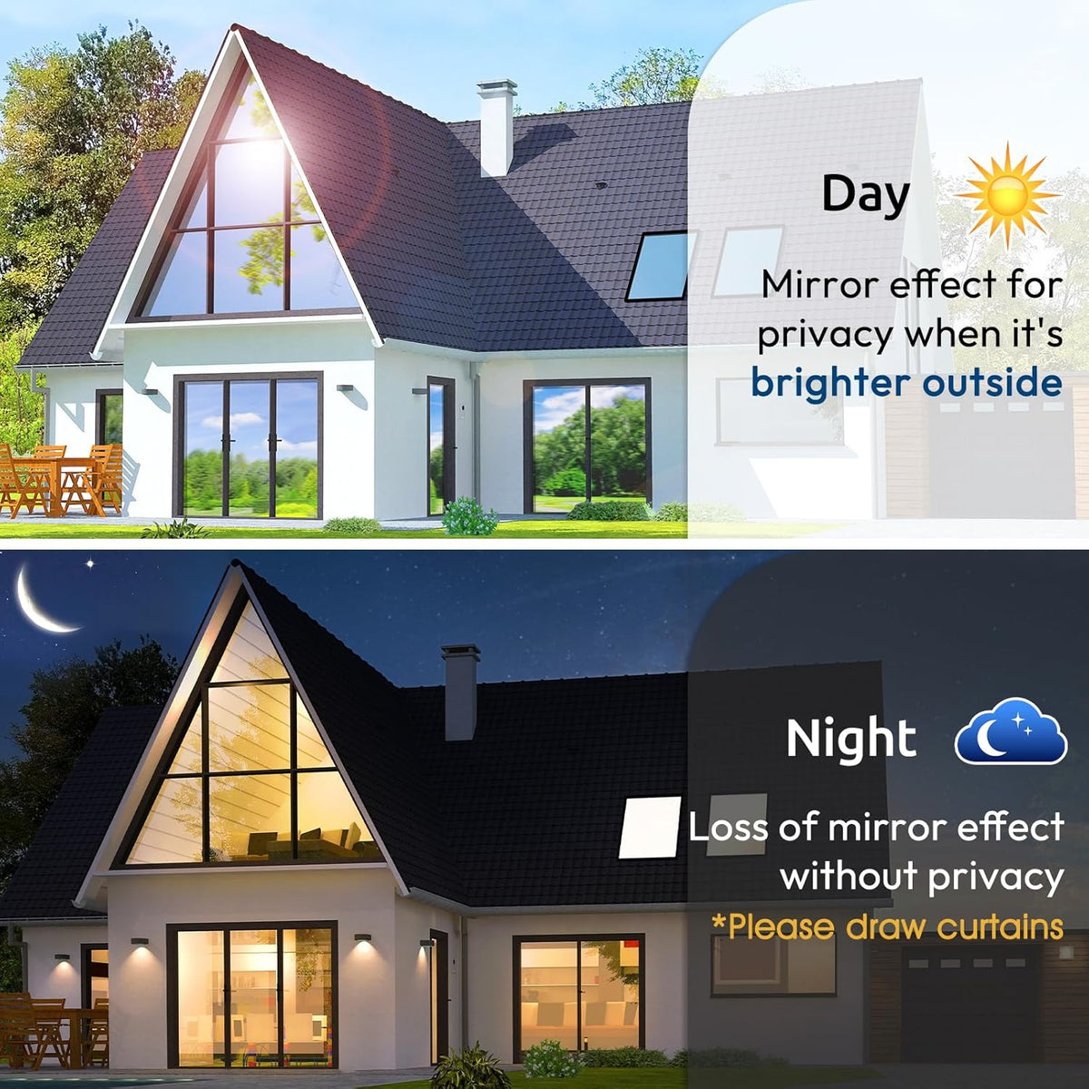 rabbitgoo Window Privacy Film One Way Window Tint for Home, Removable Reflective Heat Sun Blocking Anti UV Glass Door Covering, Mirror Tinting Film House Office, 35.4 in X 13.1 Feet, Silver