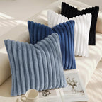 decorUhome Fall Faux Fur Throw Pillow Covers 18x18 Set of 2 Grey Blue | - Image 7