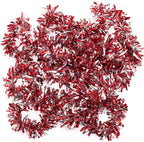 Anderson's Red & Silver Metallic Tinsel Twist for Trailer Or Golf Cart, 4 inches Wide x 25 ft Long, Graduation, Christmas, Birthday, Patriotic and Holiday Garland Decor for Parties and Parades