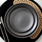 Stone Lain Valencia Porcelain 32-Piece Round Dinnerware Set, Plates and Bowls Set, Dish Set for 8, Metallic Grey