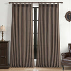 Linen Pleated Dark Brown Curtains 96 Inches Long by PleatedDrapes
