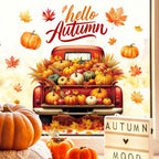 Fall Window Clings for Glass Thanksgiving Static Cling Window Decals 1PCS Pumpkin Maple Leaves Autumn Reusable Window Stickers Home School Office Decorations