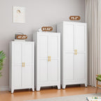 Metal Kitchen Pantry Storage Cabinet with 2 Doors and 3 Adjustable Shelves,Pantry Cabinet with Adjustable Leveling Foot for Kitchen, Living Room, Dining Room（White）