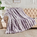 Lotus Karen Faux Fur Throw Blanket Tie-Dye Purple - Big Bubble Rabbit Fluff Blanket for Couch, Large Fluffy Fuzzy Cozy Blanket,Thick Furry Plush Shaggy Blankets,108x90 Inches