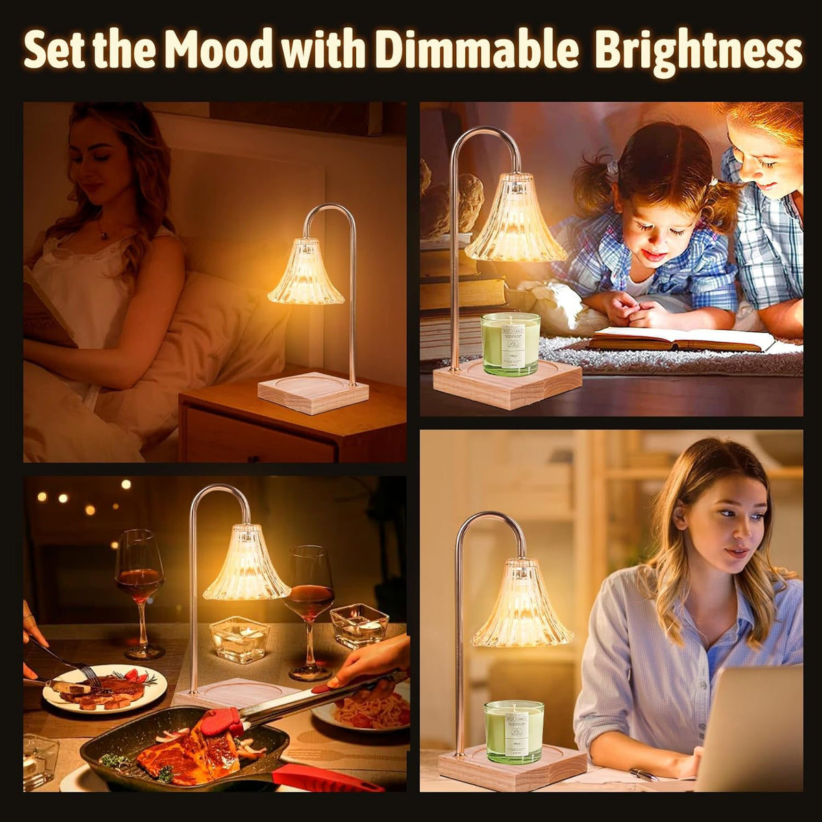 GEEZO Fragrance Candle Warmer Lamp，Electric Candle Warmer with Timer & Dimmer，Mom Christmas Birthday Gifts for Women, House Warming Gifts New Home Bedroom Decor