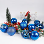 Lulu Home Christmas Ball Ornaments, 20 Ct 3.15" Pre-Strung Hanging Ornament Decorations, Xmas Shatterproof Plastic Balls for Holiday Party Wreath Garlands Trees, Blue