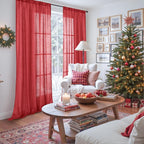BGment Red Linen Curtains for Living Room 84 Inch Length - Image 2
