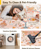 RELEANY Washable Area Rug, Round 4ft, Water Repellent, Pet Friendly, Vintage - Image 4