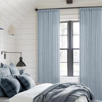 Blue Grey 90 Inch Linen Curtains Pinch Pleated - Image 7