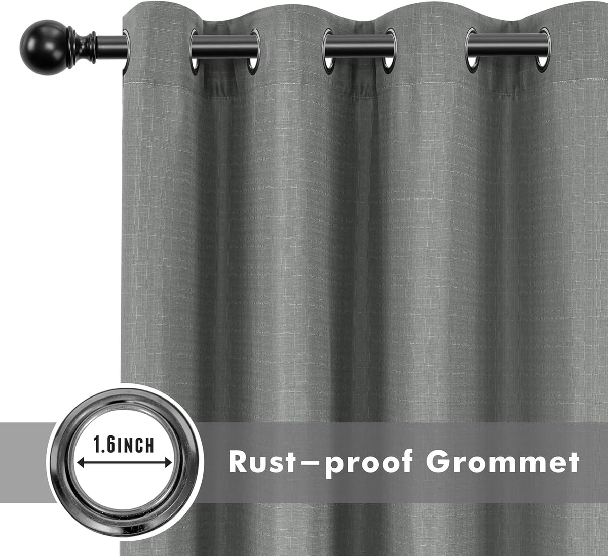 HolidayIdeas 4 Panels Linen Outdoor Curtains for Patio Waterproof Curtains 95 Inch Length-Indoor/Outdoor Curtains Weatherproof, Privacy for Pergola, Porch, Gazebo-110 Wide x 95" Long Light Grey