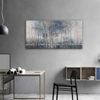 Canvas Wall Art Decor Modern Wall Art Decor Prints Gold Wall Art Pictures Wall Decor Blue Grey Misty Botanical Textured Artwork for Walls For Room Living Room Bedroom Office Wall Decor 20"X40"